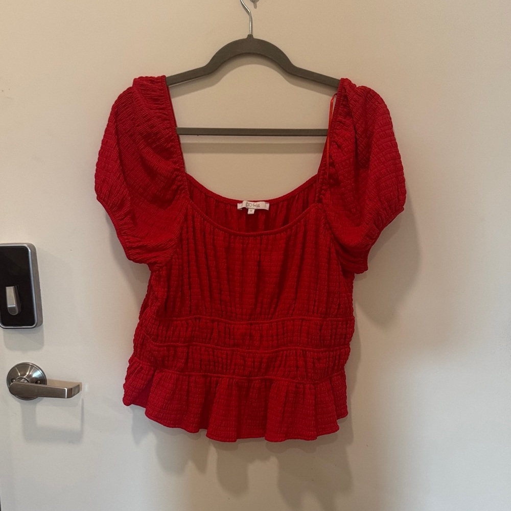 Red Women's Top Peplum